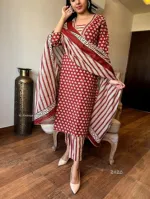 মেয়েদের স্ক্রিন প্রিন্ট থ্রি-পিস, AC কটন কামিজ
