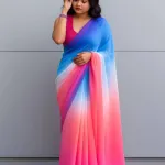 Casual and Party Wear Rainbow Georgette Saree, 6 Colours