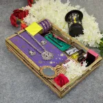 হাফ সিল্ক জামদানি শাড়ি কম্বো সেট - ল্যাভেন্ডার