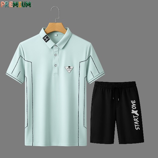 Men's Pure Cotton Polo Shirt and Half Pant Combo, 200 GSM