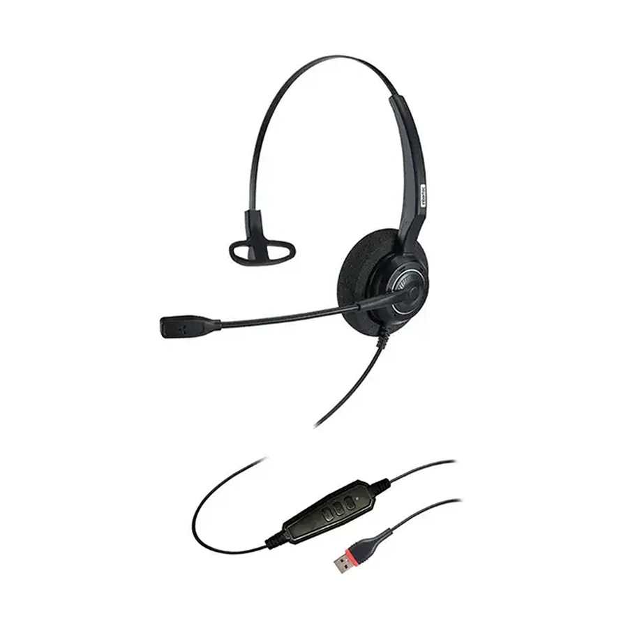 Inbertec UB200M Wired USB Noise Cancelling Mono Headset Black