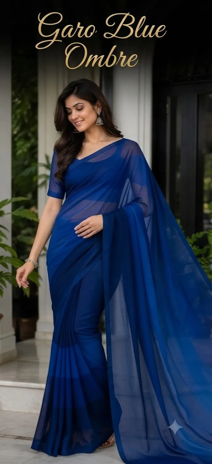 Rongdhonu Georgette Saree for Party and Casual Wear, 5 Colours