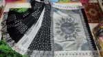 Block Print Dhupian Silk Saree with Embroidery, 13 Haath Long