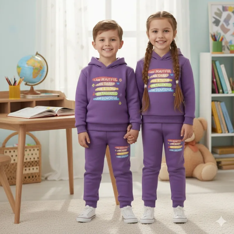 Kids DTF Print Hoodie and Pant Set, 6 Colours, 1 to 10 Years