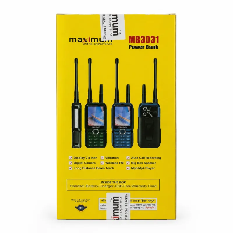 Maximum MB3031 ফোর সিম মোবাইল ফোন, ডুয়াল অ্যান্টেনা ও 6500mAh ব্যাটারি