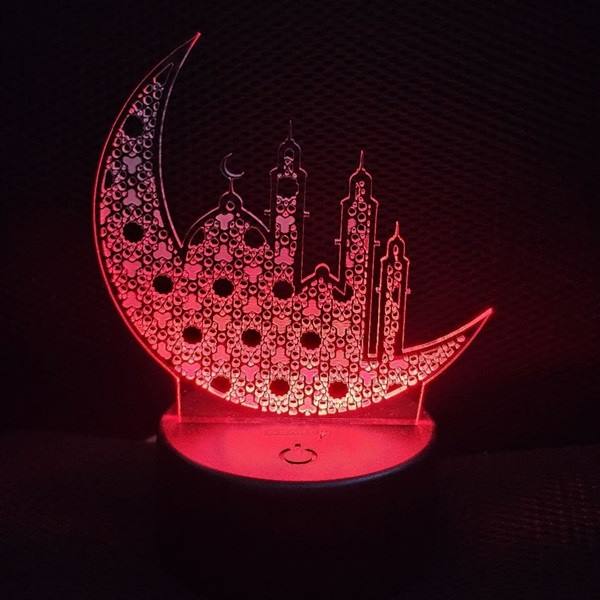 GearUP Acrylic Multicolor Night Lamp (Ramadan Mubarak) – White Base