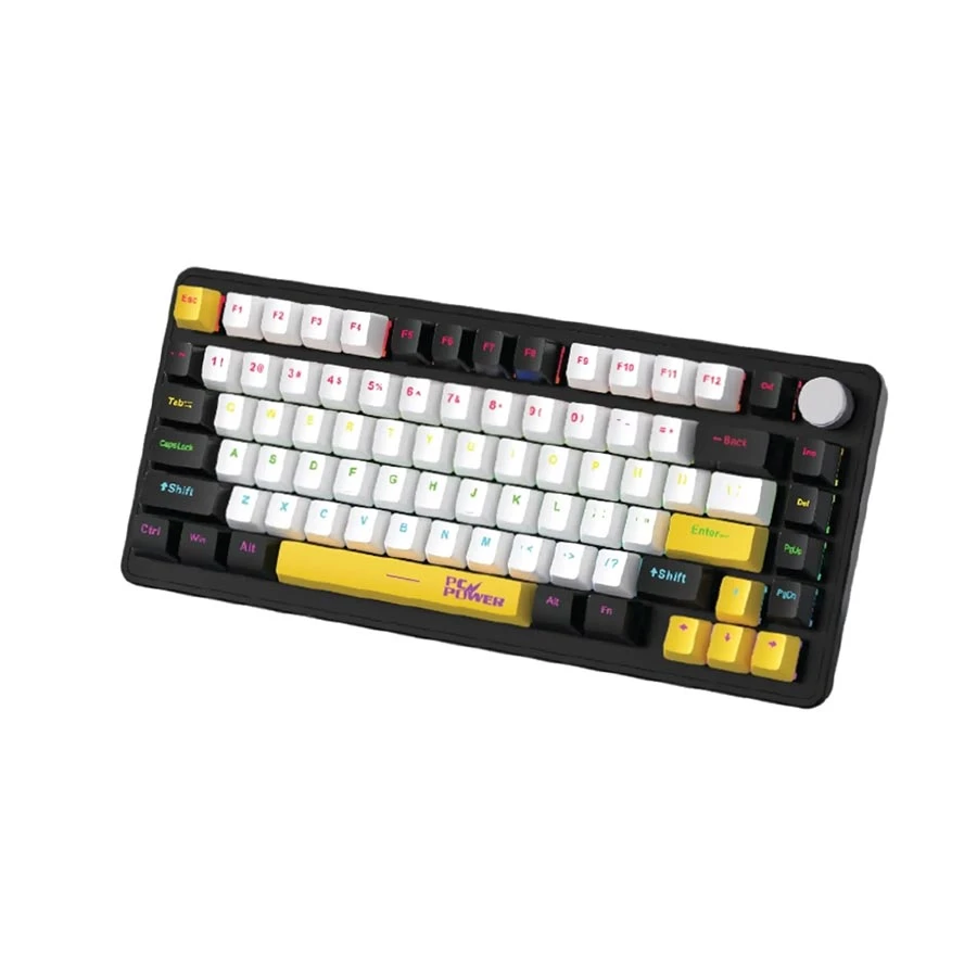 PC Power K82 RGB Red Switch Mechanical Gaming Keyboard, Black Yellow
