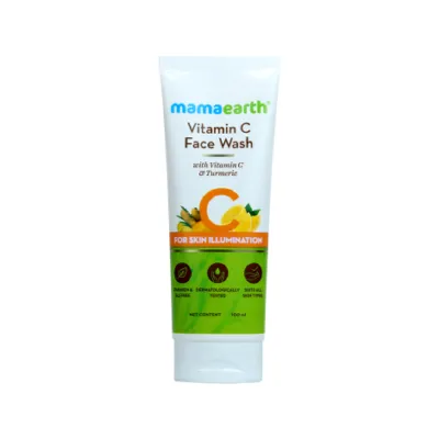 Mamaearth Vitamin C ফেস ওয়াশ, ভিটামিন C ও হলুদ সহ 100ml