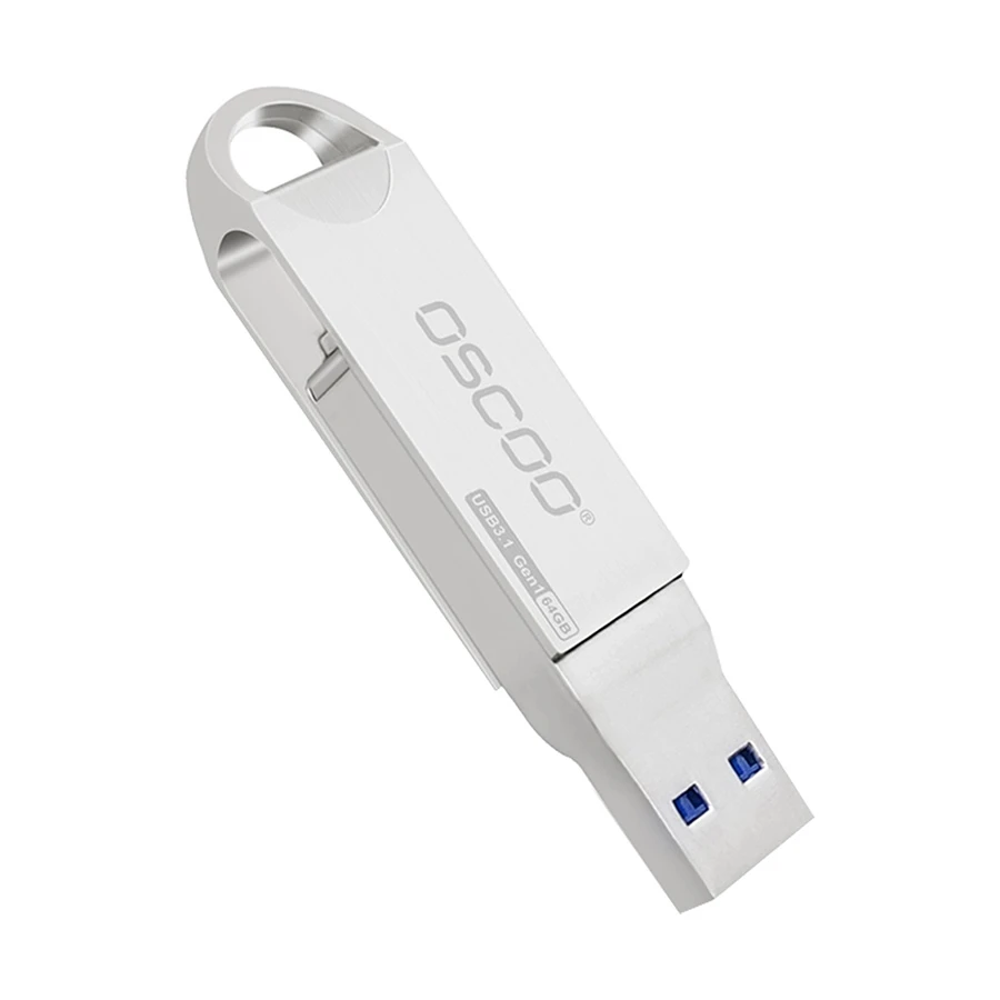 OSCOO CU002 64GB USB 3.1 Gen 1 & Type-C OTG Silver Pen Drive