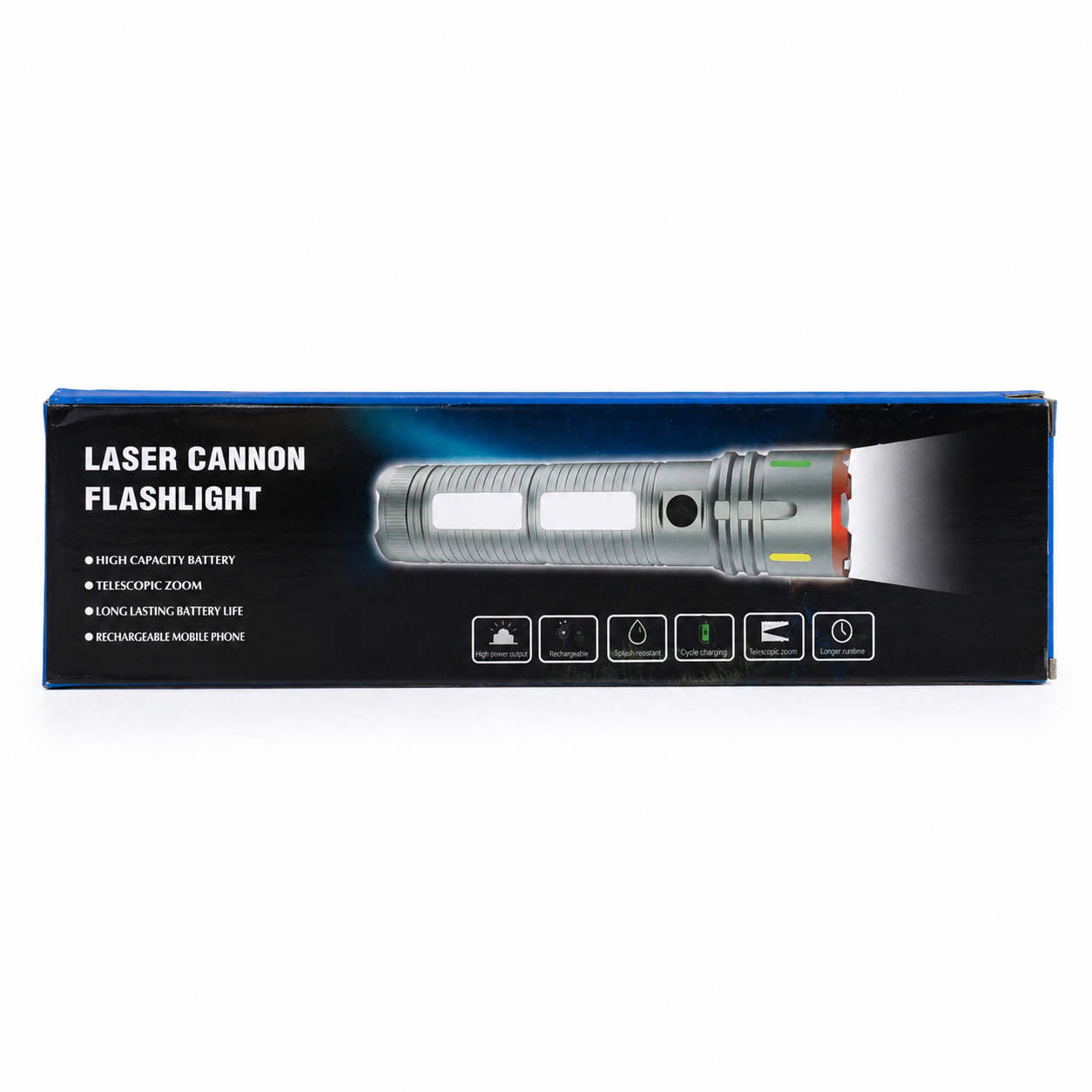 Laser Cannon X03 মেটাল ট্যাকটিক্যাল টর্চলাইট – বিল্ট-ইন পাওয়ার ব্যাংকসহ