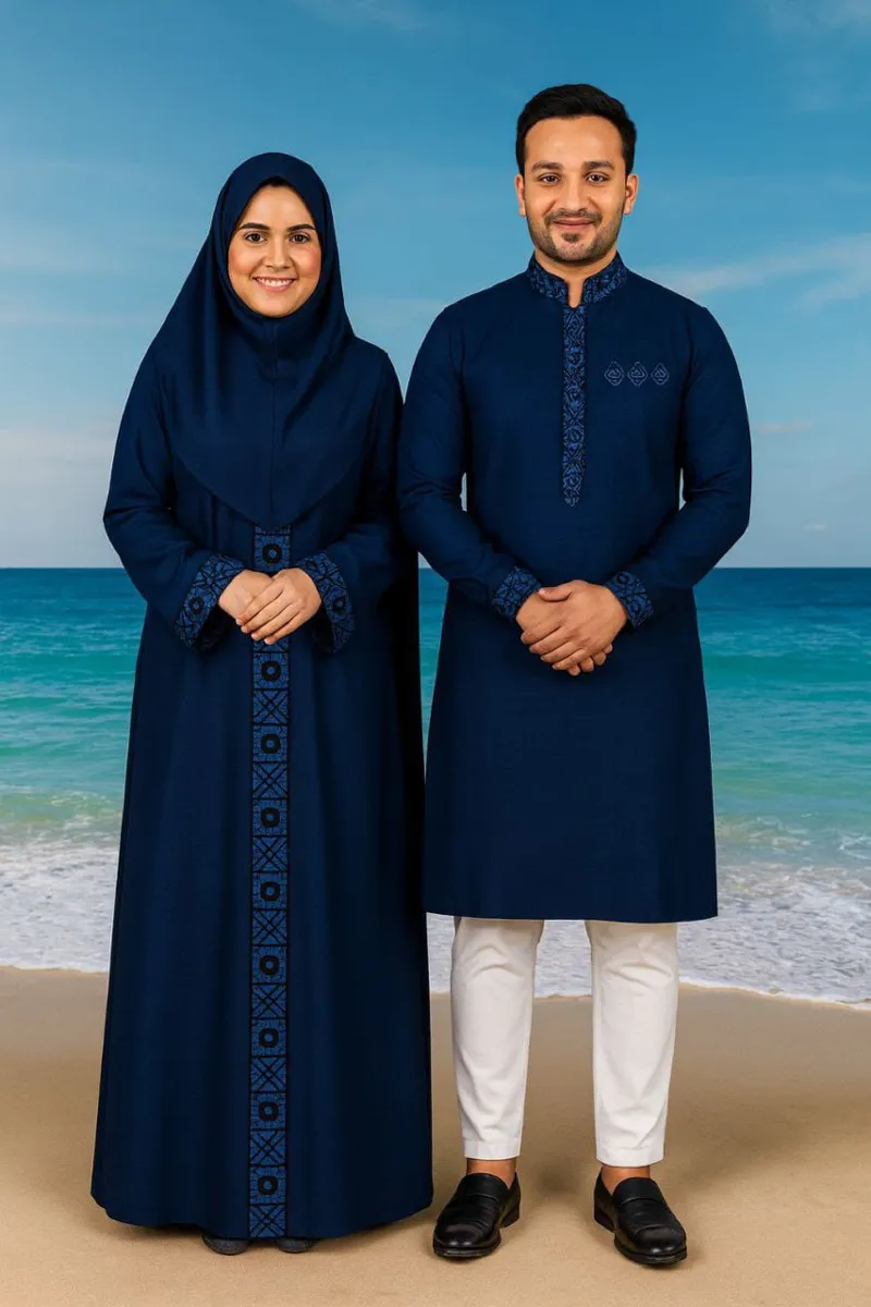 Couple Eid Combo, Panjabi with Pajama and Borka with Hijab