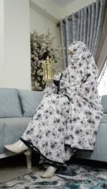 Women's Linen Khimar Set with Niqab and Palazzo