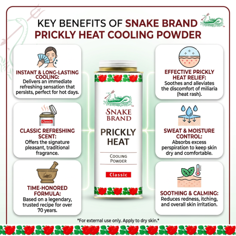 Snake Brand প্রিকলি হিট ক্লাসিক কুলিং পাউডার 280g