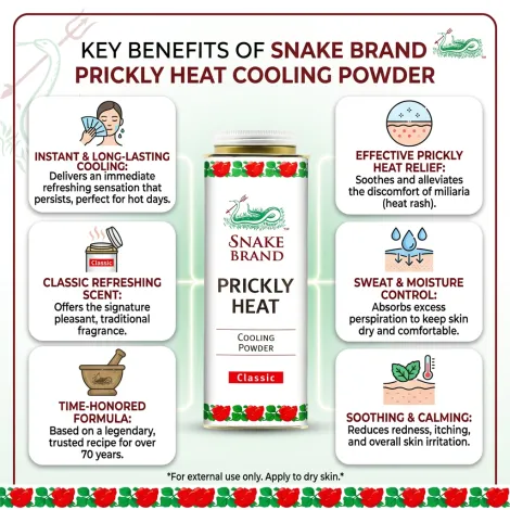 Snake Brand প্রিকলি হিট ক্লাসিক কুলিং পাউডার 280g