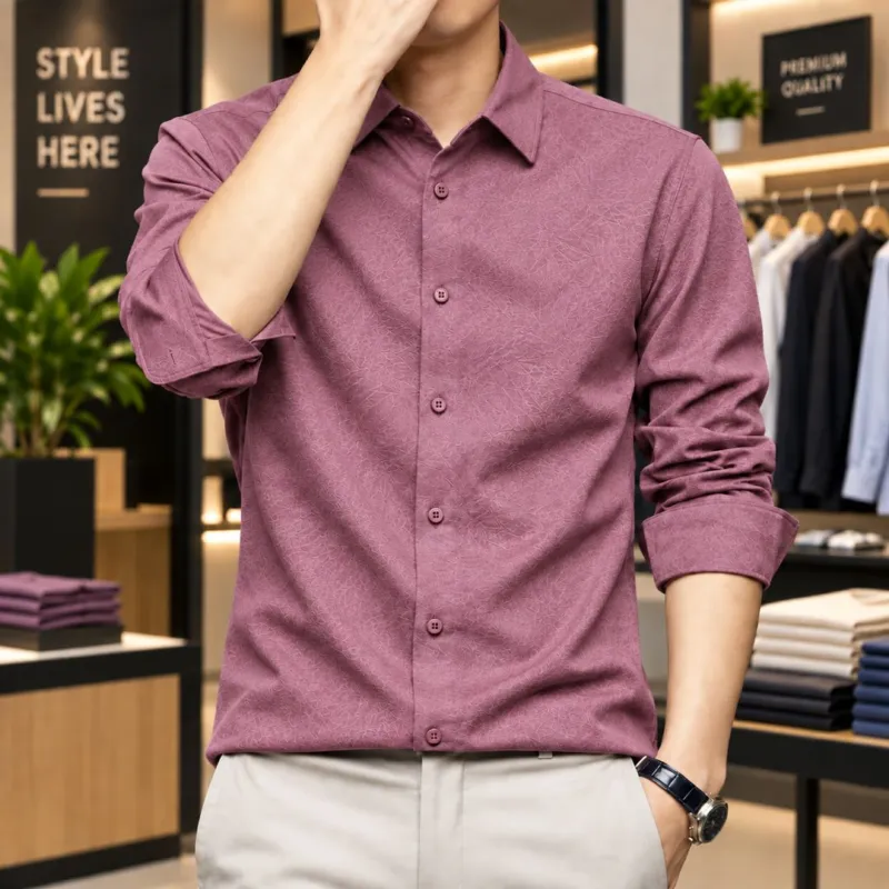 Men's Soft Crinkle Texture Fabric Full Sleeve Shirt, M to XXL