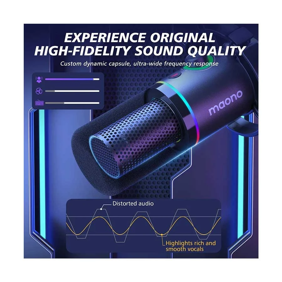 Maono PD200XS USB/XLR Dynamic Microphone Set with Boom Arm
