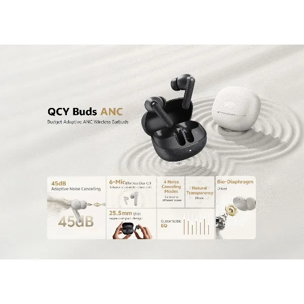 QCY HT15 Buds ANC TWS ইয়ারবাড – কালো