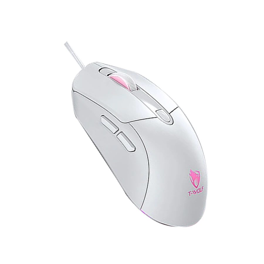 T-Wolf G550 RGB Gaming Mouse White with Pink Gengar Kuromi Sticker