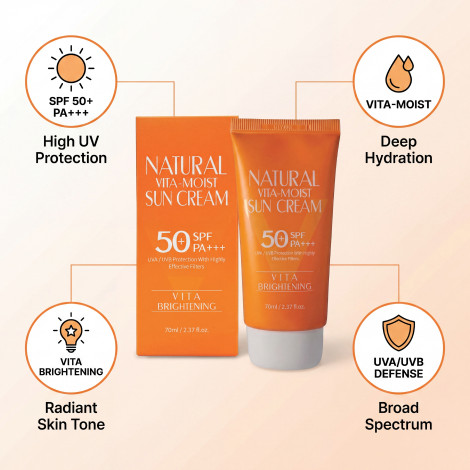 3W Clinic ন্যাচারাল ভিটা-ময়েস্ট সান ক্রিম SPF50+ 70ml