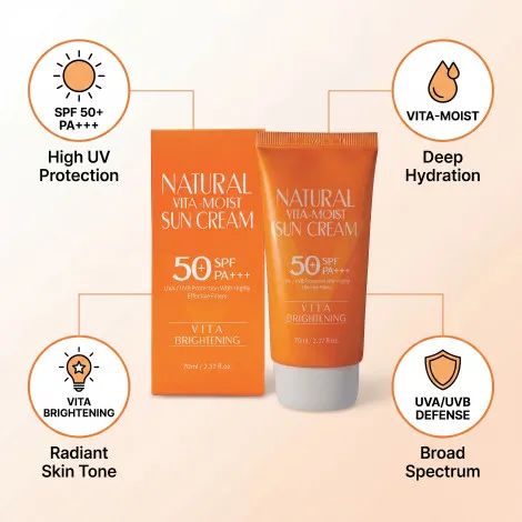 3W Clinic ন্যাচারাল ভিটা-ময়েস্ট সান ক্রিম SPF50+ 70ml