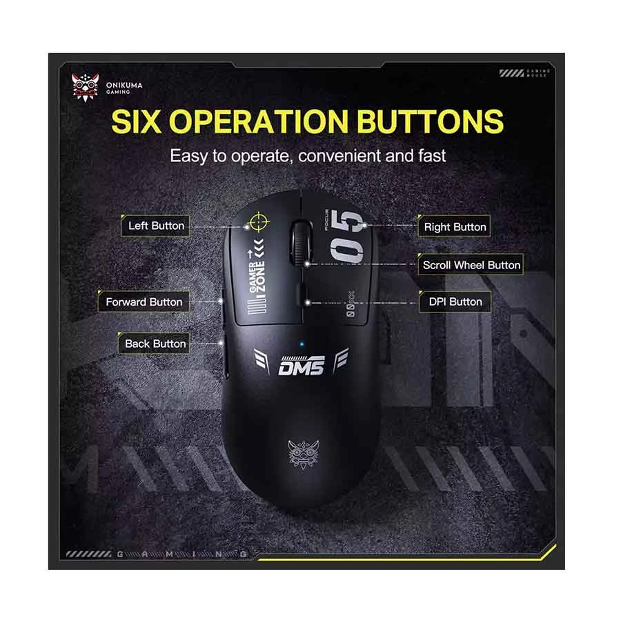 Onikuma DM05 Tri-Mode Wireless Black Gaming Mouse