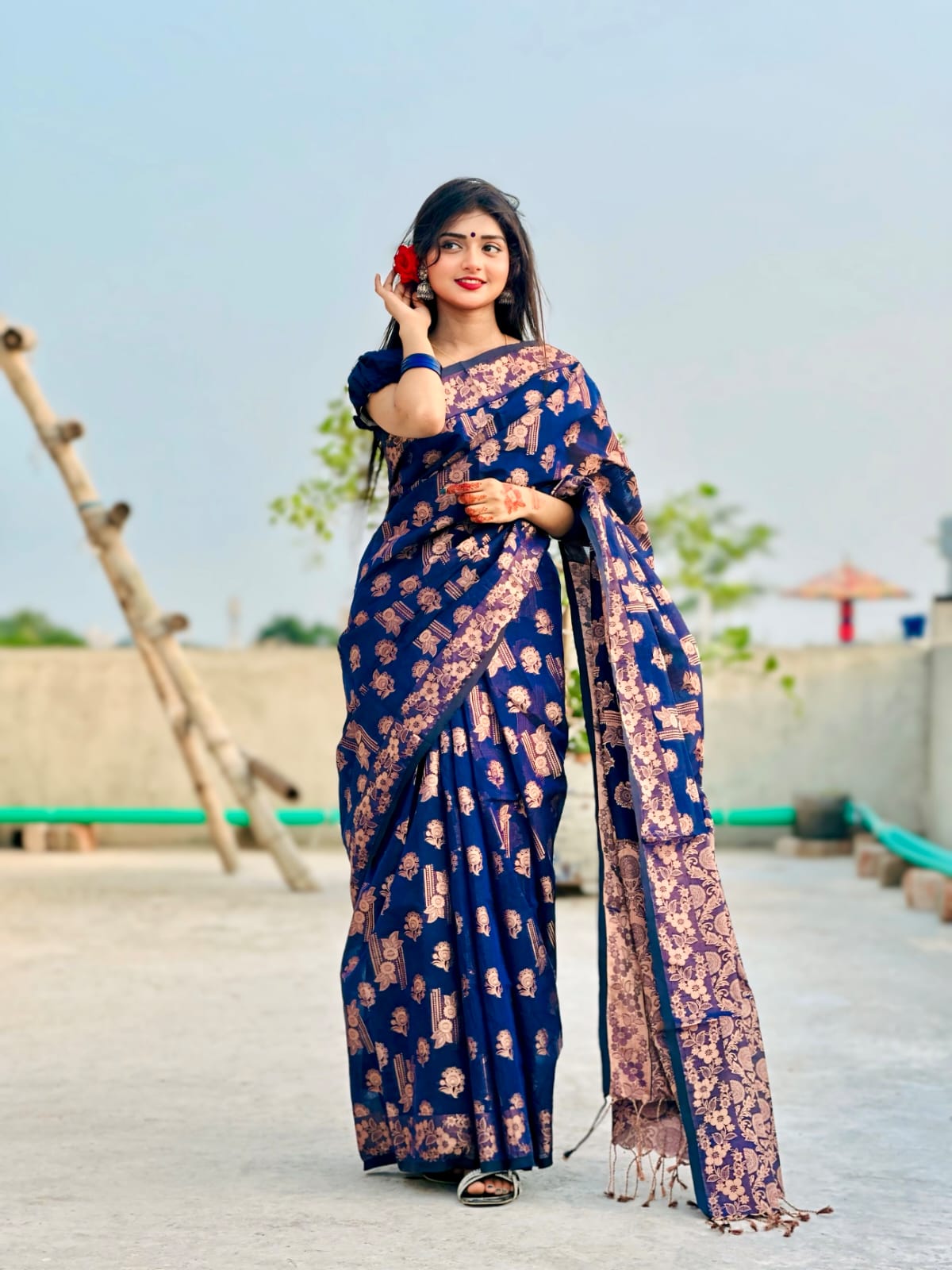 Tant Jamdani Saree in 3 Colours, 12 Haath, No Blouse Piece