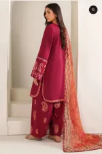 Micro Stitch Digital Print Three Piece with Lace and Georgette Orna