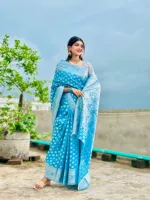 উৎসবের সফট সিল্ক কাতান শাড়ি, সূক্ষ্ম বুটি, ব্লাউজ ছাড়া
