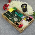হাফ সিল্ক জামদানি শাড়ি কম্বো সেট - সবুজ