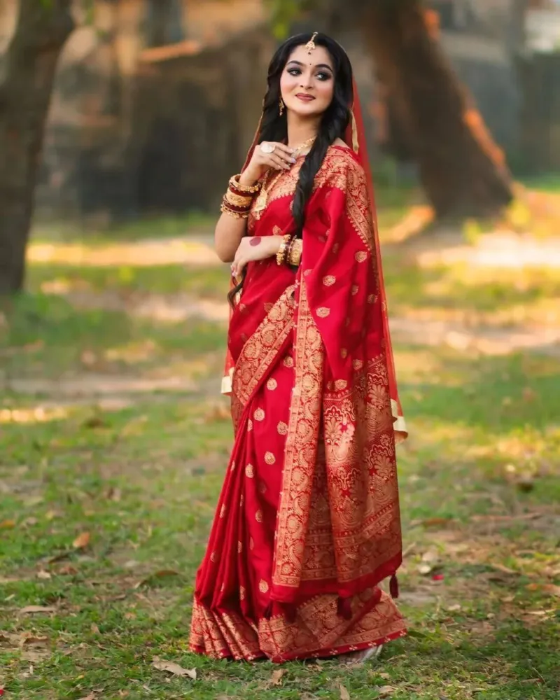 সিল্ক স্কিন প্রিন্ট শাড়ি, ম্যাচিং ব্লাউজ পিস, 6 রং