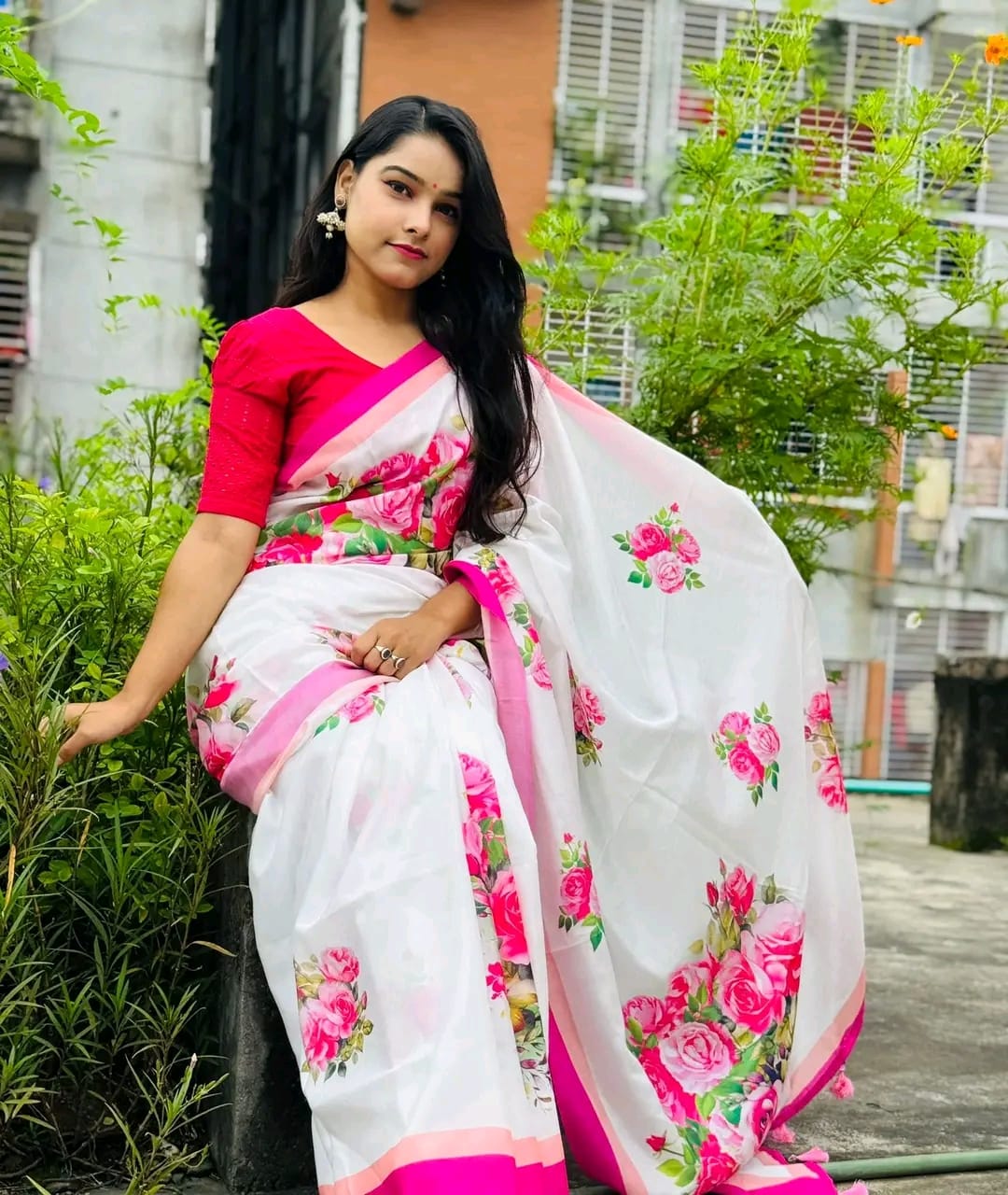 পার্টি ও উৎসবের Topetor সিল্ক শাড়ি, ডিজিটাল প্রিন্ট, 6 রং