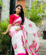 Topetor সিল্ক ডিজিটাল প্রিন্ট শাড়ি, ম্যাচিং ব্লাউজ পিসসহ