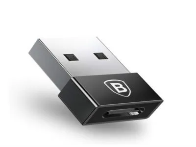 Baseus Exquisite USB মেল টু Type-C ফিমেল কনভার্টার অ্যাডাপ্টার, কালো (CATJQ-A01)
