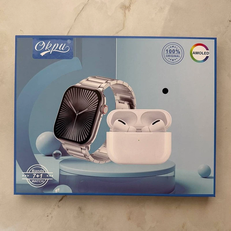 HR6 Ultra3 Smart Watch with Wireless Earphones Set