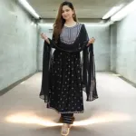 এমব্রয়ডারি করা কটন থ্রি পিস