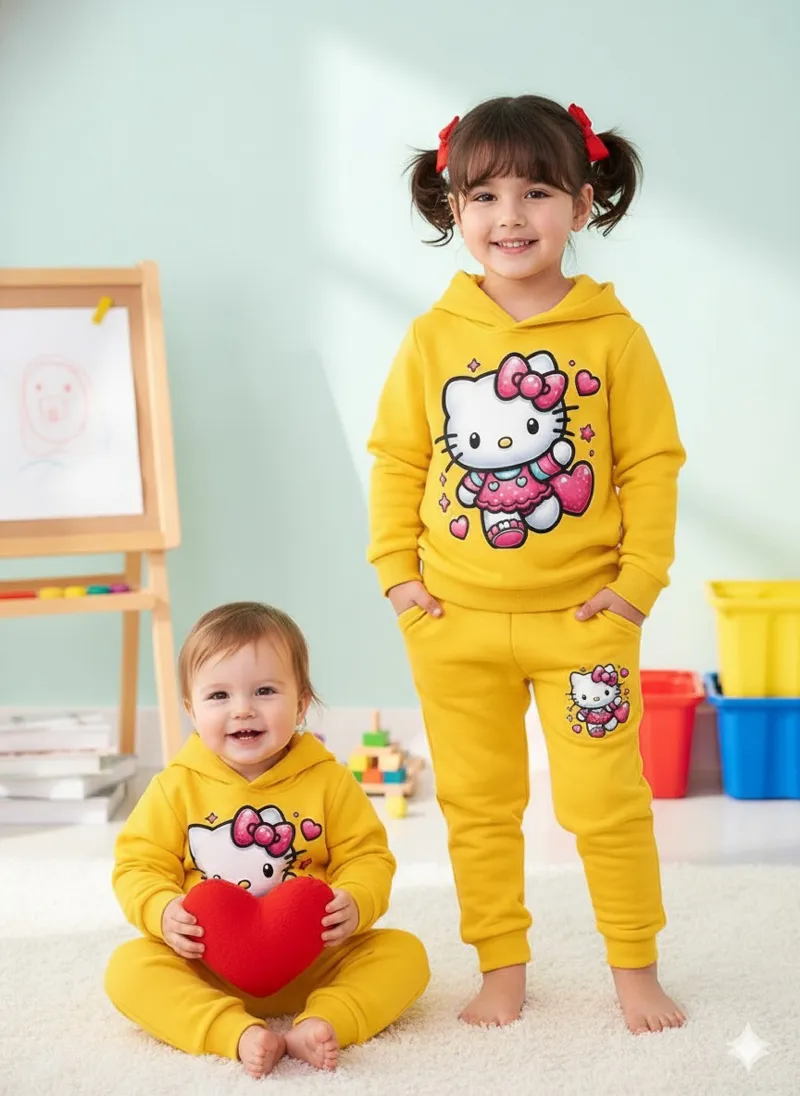 Unisex Kids Hoodie and Pant Set, One Side Brush, 6 Colour Choices