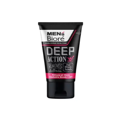 Biore Men's Deep Action ব্ল্যাকহেডস ডাবল স্ক্রাব ফেসিয়াল ফোম 100g