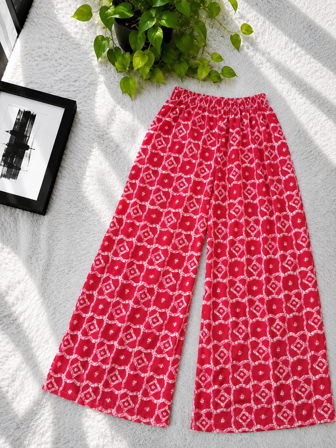 Women's Linen Palazzo Pants, 38 Inch Length, Waist 28 to 42