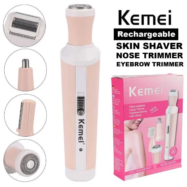 Kemei KM-3024 মেয়েদের 4 ইন 1 রিচার্জেবল ট্রিমার