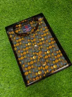 Men's Snap Button Cotton Panjabi with Digital Print, M to XL