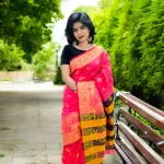 ফুলেল বুটি কাজের হাইব্রিড কটন শাড়ি