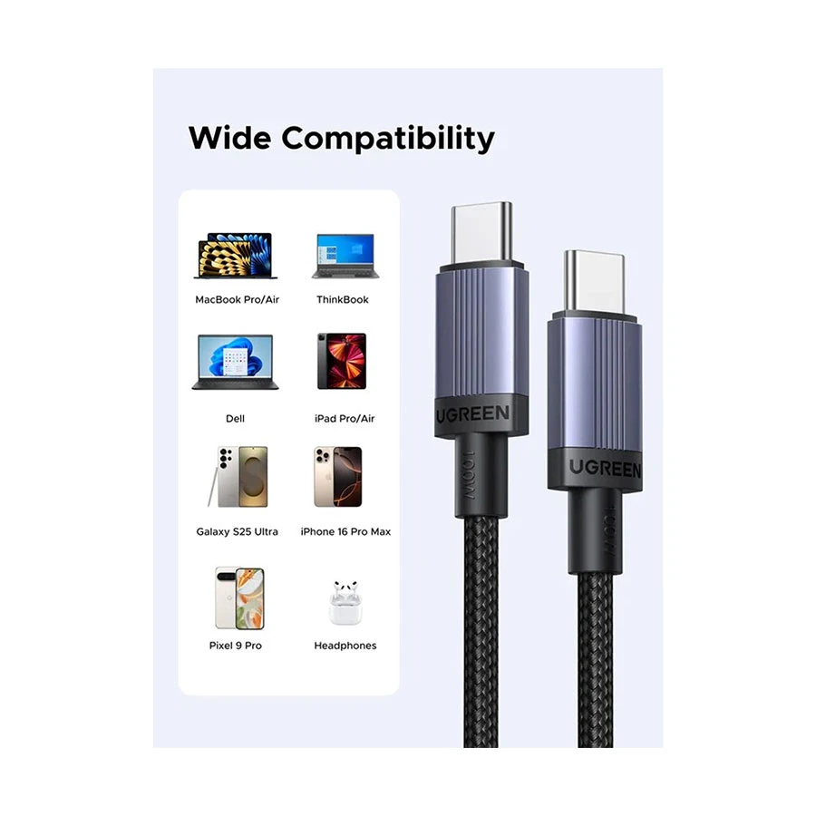 UGREEN L528 (65832) 100W USB-C to USB-C Cable 1 Meter Black