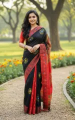 নকশি টাঙ্গাইল স্টাইলের ধুপিয়ান সিল্ক শাড়ি, 13 হাত
