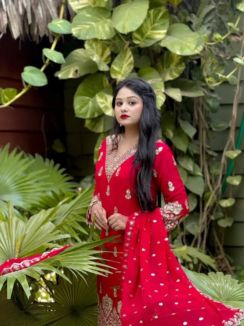 Fox Georgette Sequin Three Piece with Sharara, 6 Colours