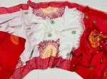 Embroidered Dhupian Silk Saree in Block Print, Without Blouse