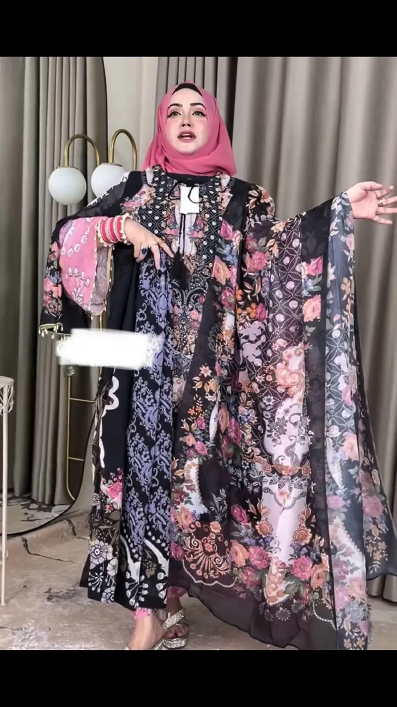 মেয়েদের ডিজিটাল প্রিন্ট থ্রি পিস সেট, M, L ও XL, 3 রং