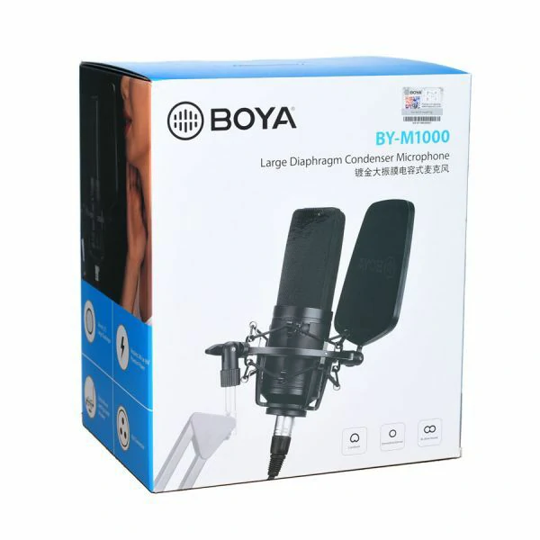 BOYA BY-M1000 Professional Large Diaphragm XLR Condenser Microphone (3 Polar Patterns)