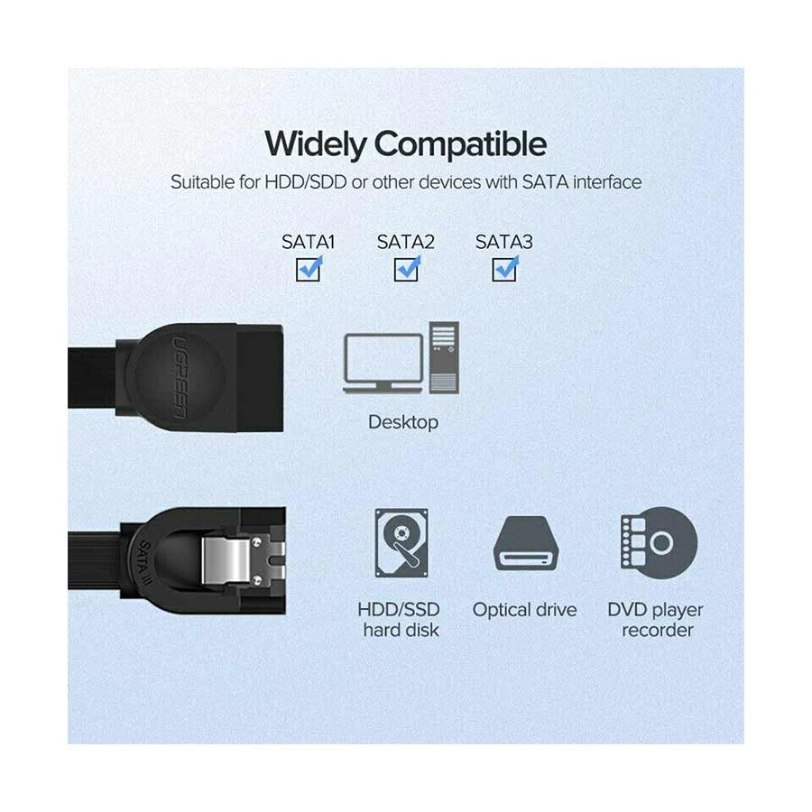 UGREEN 30797 SATA Male to Male 0.5 Meter Black Data Cable