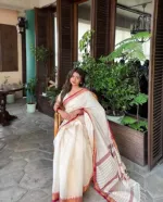 Afsan Print Saree, 12 Haath, with Tassel Anchal and Blouse Piece