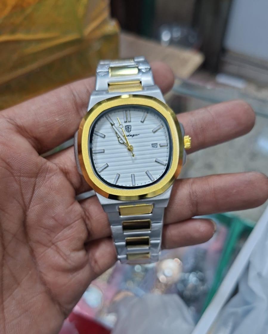 POEDAGAR 789 Men's Square Quartz Watch with Date and Luminous Hands